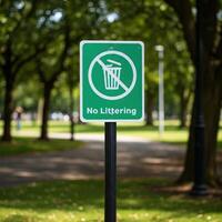 Park No Littering Sign photo