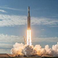 Rocket launch into a clear sky photo