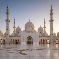Majestic Mosque at Dawn in Abu Dhabi photo