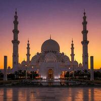 Sheikh Zayed Mosque at Sunset photo