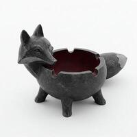 Dark Fox Ashtray on White Background photo