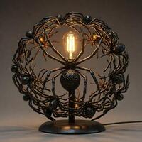 Spider Lamp, Circular Design, Dark Background photo