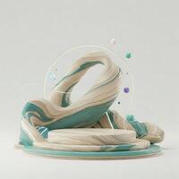 Abstract marble podium display with teal accents photo