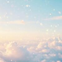 Soft pastel cloudscape, sunlit sky view photo