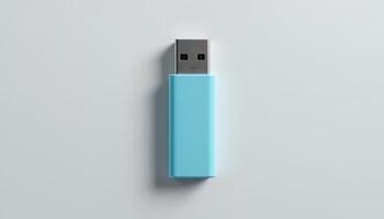 Close Up of Turquoise Usb Flash Drive for Data Storage Concept photo