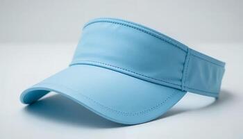 Close-up of Light Blue Sun Visor with Stitching on a Clean Background photo