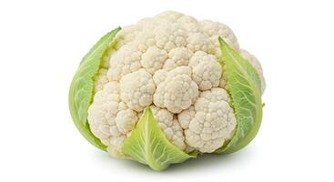 Fresh Cauliflower Head on White Background Isolated for Healthy Eating photo