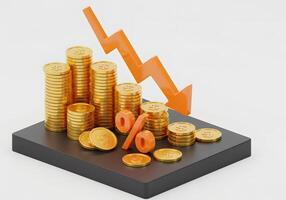 Gold coins and an upward arrow photo