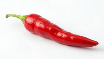 Bright Red Chili Pepper Isolated on White for Food Photography photo