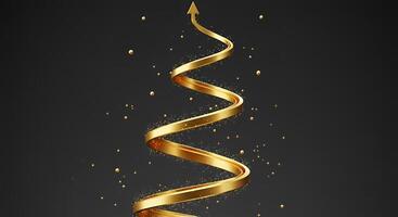 Golden spiral on black background photo