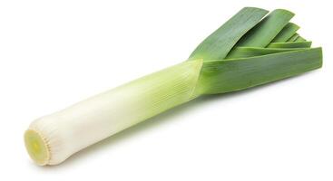 Fresh Leek Vegetable Isolated on White Background for Culinary Use photo