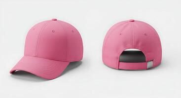 Pink Baseball Cap Mockup Featuring Front and Back Views for Design photo