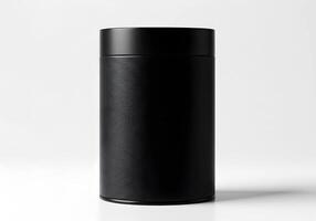 Isolated Black Container Mockup on White Background for Product Presentation photo