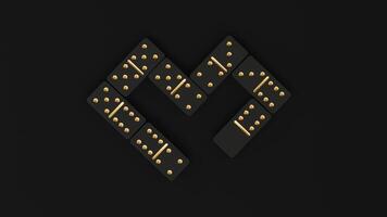 Domino game blocks of dominoes with even dots on a black background. Domino effect business concept, logo for companies, trainings. Board game of dice with a winner and a loser. photo