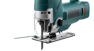 Using a Green Electric Jigsaw Tool for Woodworking and Diy Projects photo