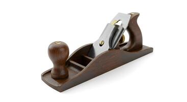Detailed Wood Plane Tool on White Background for Carpentry Projects photo