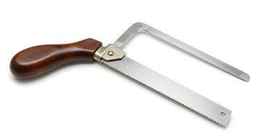 Coping Saw Tool with Wooden Handle on White Background Studio Shot photo