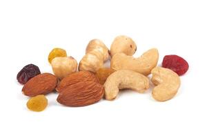 Mixed nuts isolated on white background photo