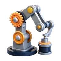 elegant minimalist A robotic arm assembling a complex nanomachine, intricate gears and robotic components visible, industrial and technical style professional png