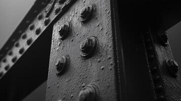 Close-up of Rusty Steel Beam with Multiple Bolts photo