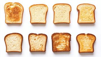 Eight Slices of Toasted Bread on White Background photo