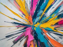 Abstract color background with dynamic lines in mixed media style. photo