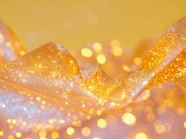 Golden sparkle fabric with bokeh effect photo