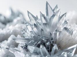 Translucent Grey and White Ice Crystals Cluster Close Up. photo