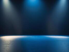 Empty stage dark blue background is lit up The shows. photo