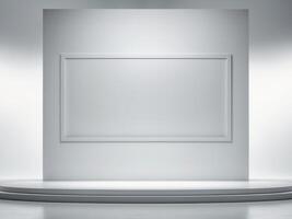 Large stage screen center is set up high Banner white empty mockup. photo