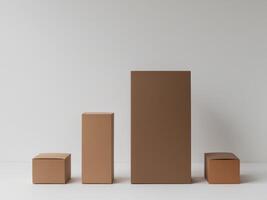 Four boxes on a white surface photo