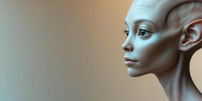 Contemplative Alien Profile in Muted Tones photo