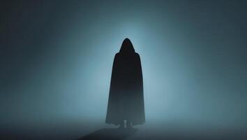 Mysterious Figure in a Dark Atmospheric Setting photo