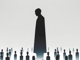 Abstract digital art piece that appears to be dark silhouette manipulates crowd. photo
