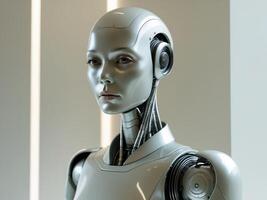 Futuristic Humanoid Robot with Lifelike Features. photo