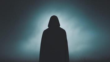 Mysterious Figure in a Dark Atmospheric Setting. photo