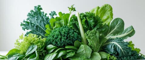 Fresh Green Leafy Vegetables for Healthy Eating and Culinary Creations. photo
