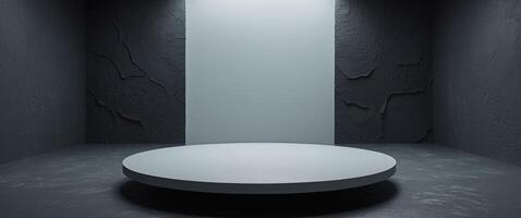 Dark Moody Textured Background with Oval Platform. photo