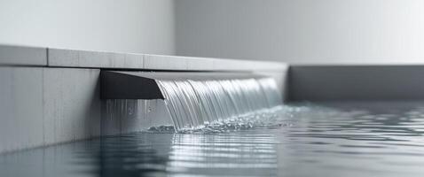 Water cascading over a constructed man made edge into a pool below. photo