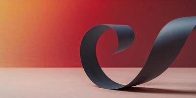 A gradient orange red background with dark curled paper edge. photo