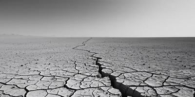 A cracked desert with a crack in the middle photo