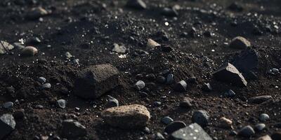 A close up of rocks and gravel on a dirt surface photo