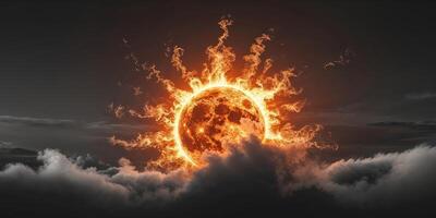 A burning sun is seen in the sky photo