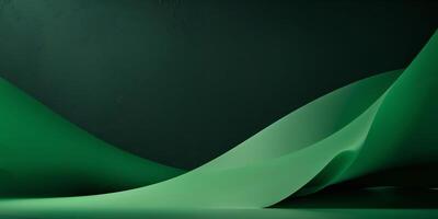 Green abstract background with waves photo