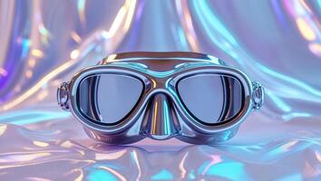 A diving mask on a shiny surface photo