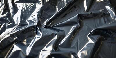 A close up of a black plastic sheet photo
