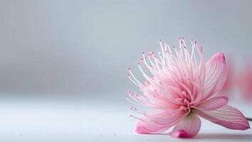 A delicate pink flower with many intricate soft petals. photo