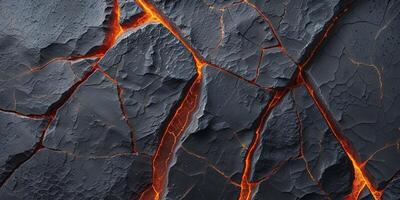 A close up of lava flowing from the ground photo