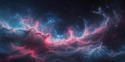 Abstract colorful nebula in outer space with stars. photo
