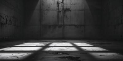 Dark Concrete Floor Surface Veiled by Mysterious Shadows Moody Industrial Texture and Atmospheric Background photo